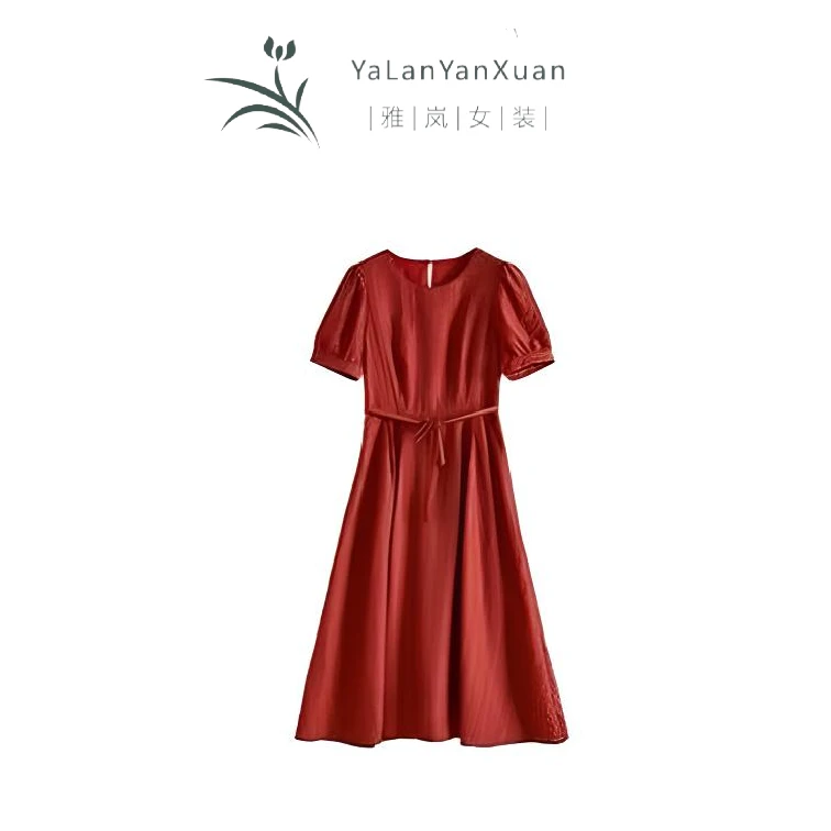 【雅岚女装】时尚洋气显瘦肌理感莱赛尔连衣裙休闲夏季新款气质优质