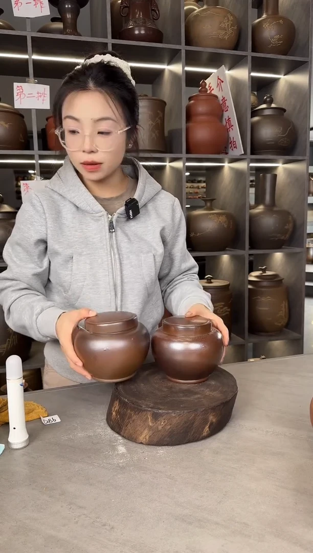 【闪购商品】罐本陶手作泥兴陶手工柴烧半斤装1对（瑕疵