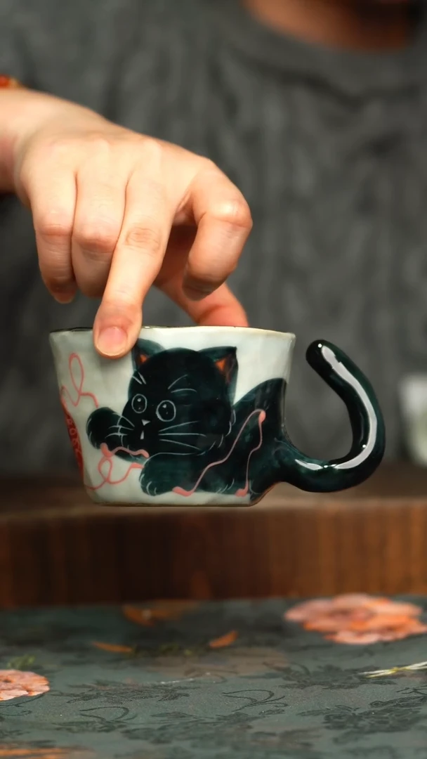 杯釉下彩手工手绘同款陶器