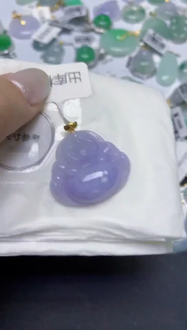 颈饰18K金镶嵌翡翠天然缅甸翡翠A货百元以上9元证书费自理