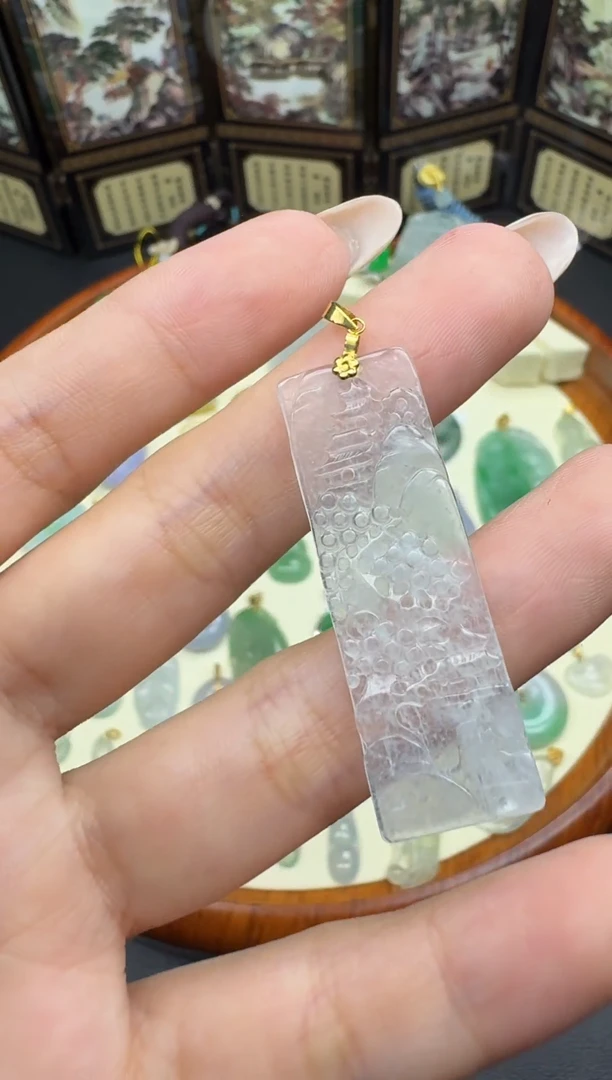 吊坠(不含链)18K金镶嵌翡翠450