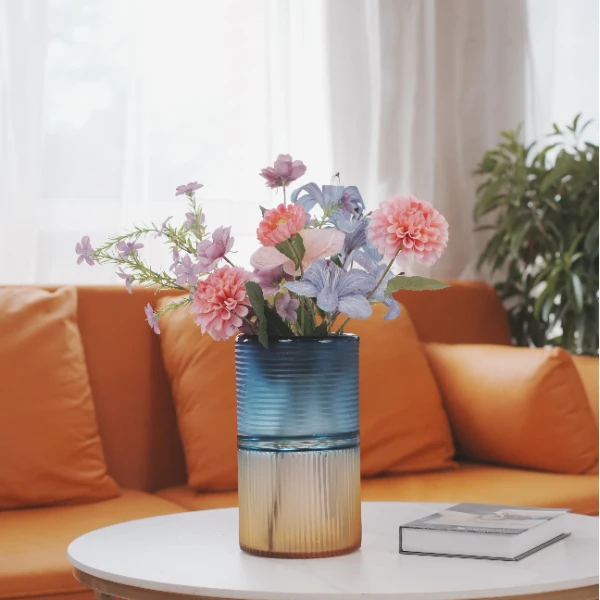 【可清优居-蓝岫】手工磨刻高档琉璃花器 多样性发一