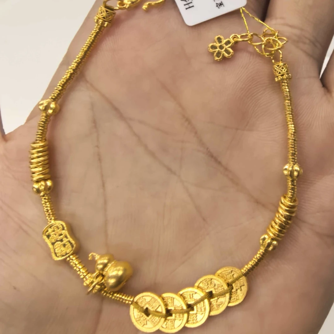 【帆帆黄金】盘缠五帝钱黄金5G足金999零附加精致百搭通勤