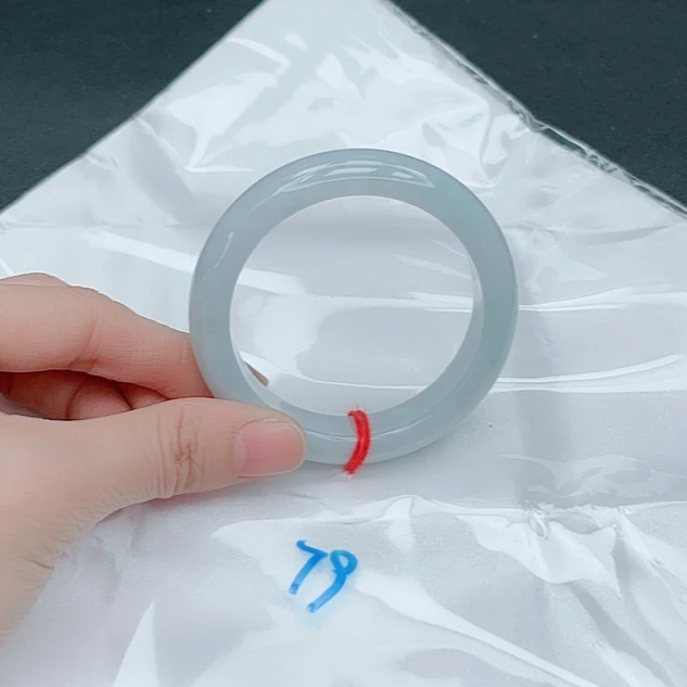 【圈口49~50】缅甸A货翡翠手镯天然玉镯女款冰川蓝手镯880-79