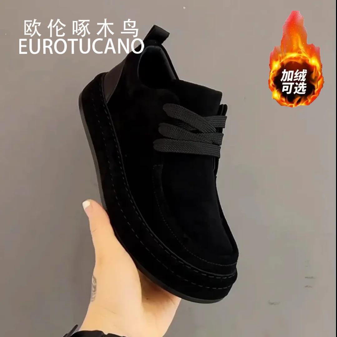 欧伦啄木鸟EUROTUCANO男鞋2025秋冬棉鞋休闲鞋男士潮流百搭软底男