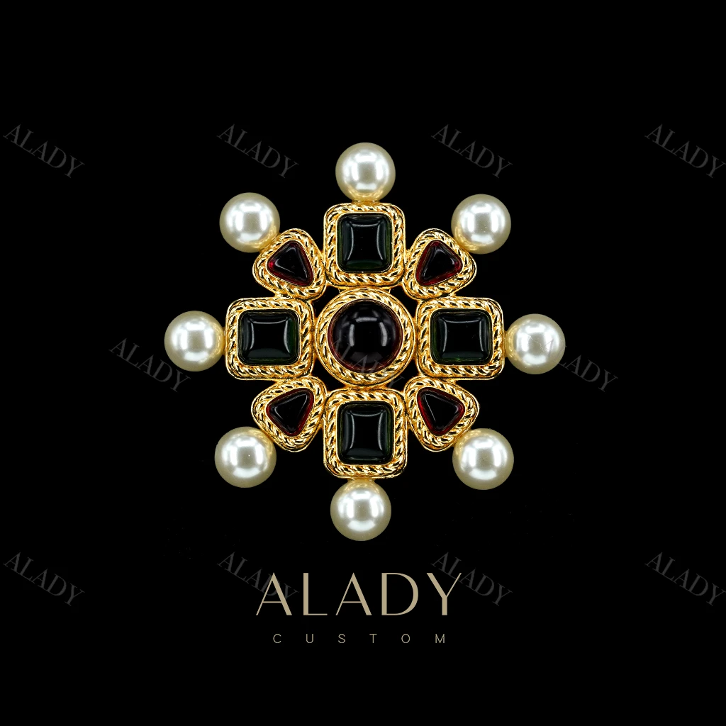 合金合成锆石胸针 复古经典8芒星胸针-GC2437