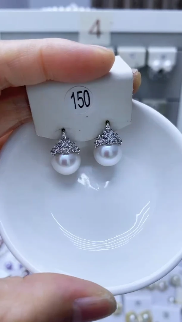 银S925镶嵌淡水珍珠耳饰150
