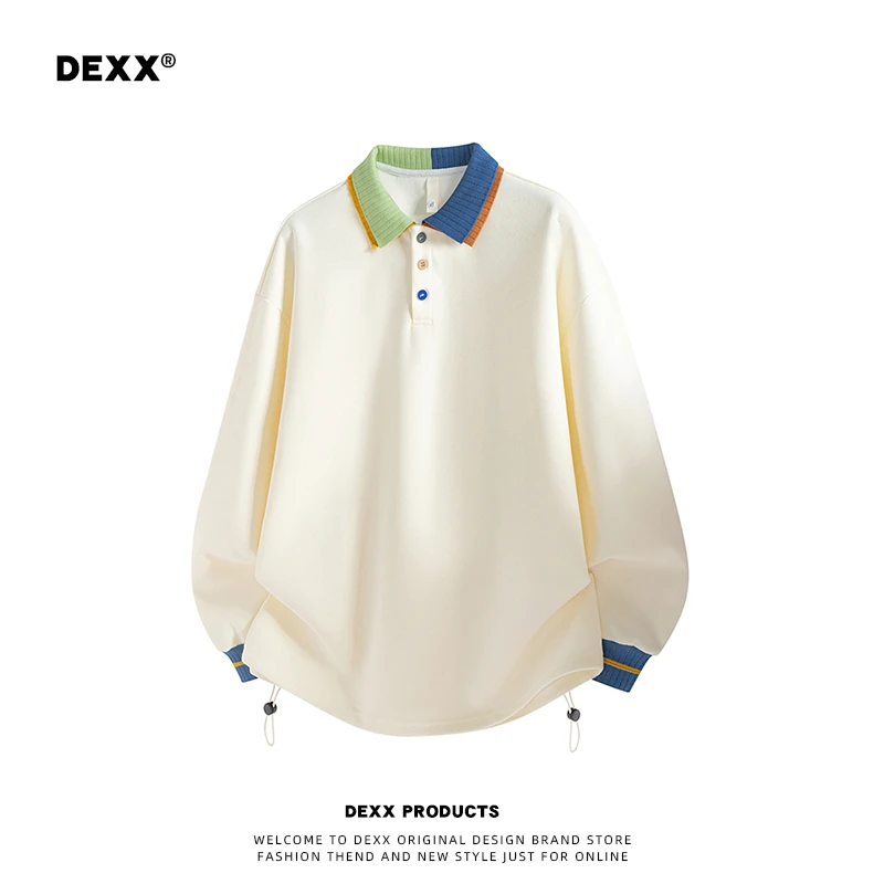 学院风拼接彩色领口卫衣少年感宽松垂顺外套情侣款柔软亲肤上衣