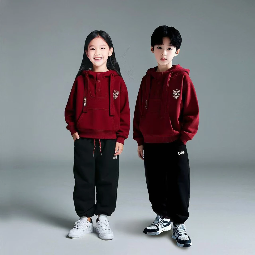 2025儿童秋季新品运动连帽卫衣套装男童女童中大童俩件套D3S5-927