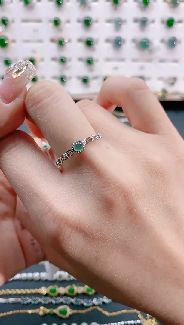 【闪购商品】翡翠戒指银S925镶嵌天然翡翠