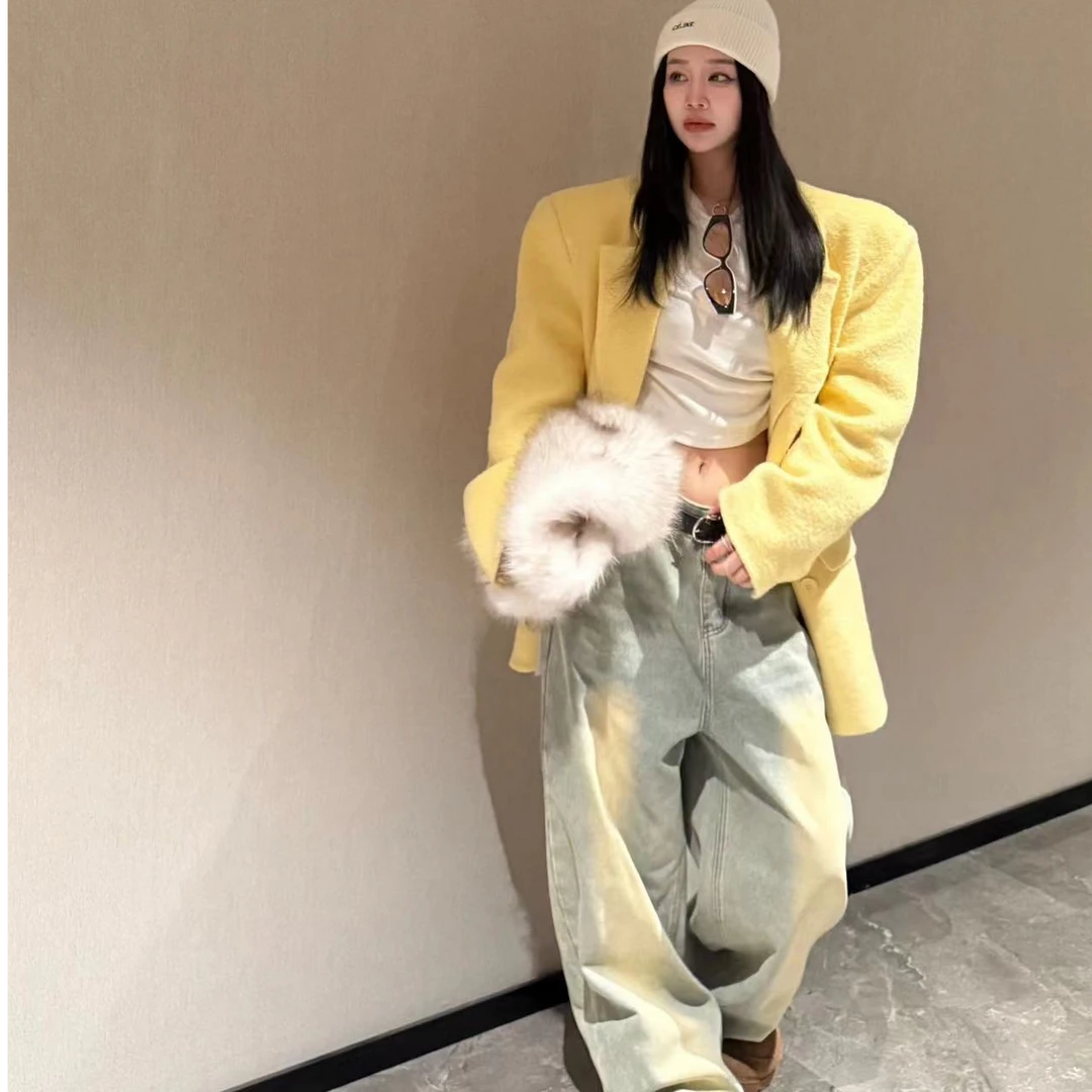 宠儿【2024冬季韩版3色后开叉羊毛西装外套】