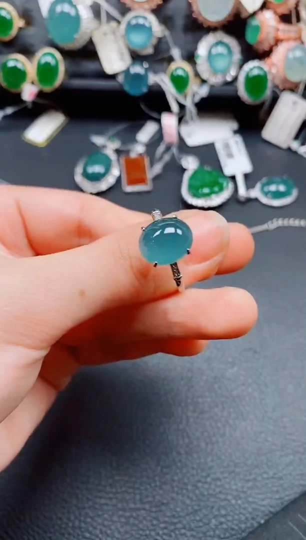 银S925镶嵌戒指翡翠翡翠