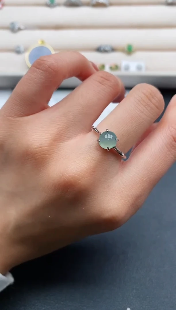 银S925镶嵌戒指翡翠4444444+1