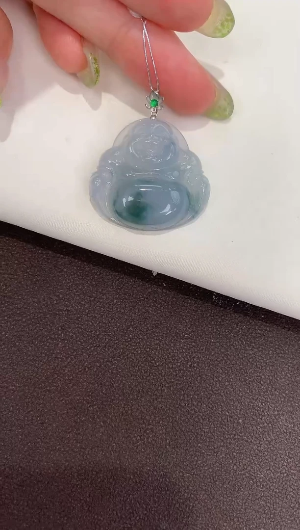 颈饰18K金镶嵌翡翠天然缅甸a货翡翠