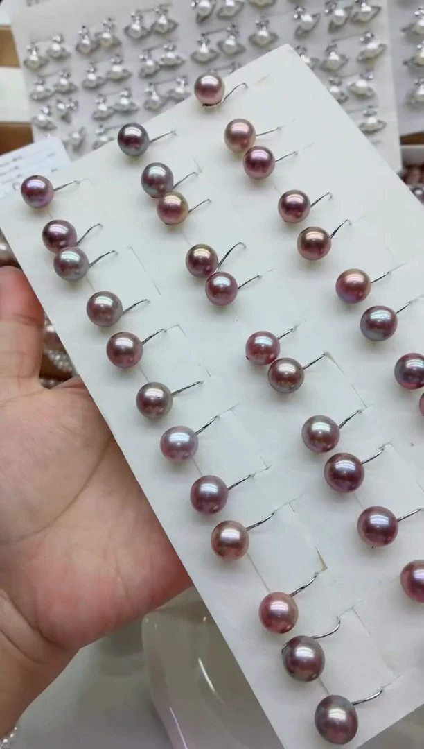 银S925镶嵌淡水珍珠耳饰多样性发其一，非无暇