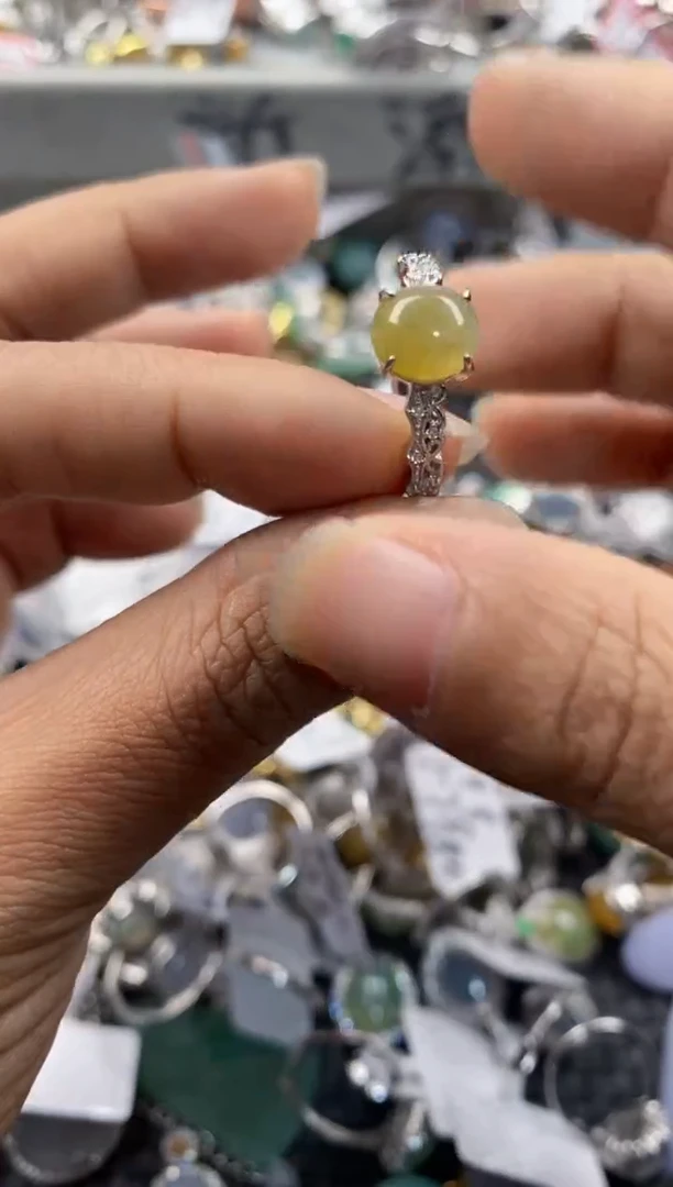 银S925镶嵌戒指翡翠777---2