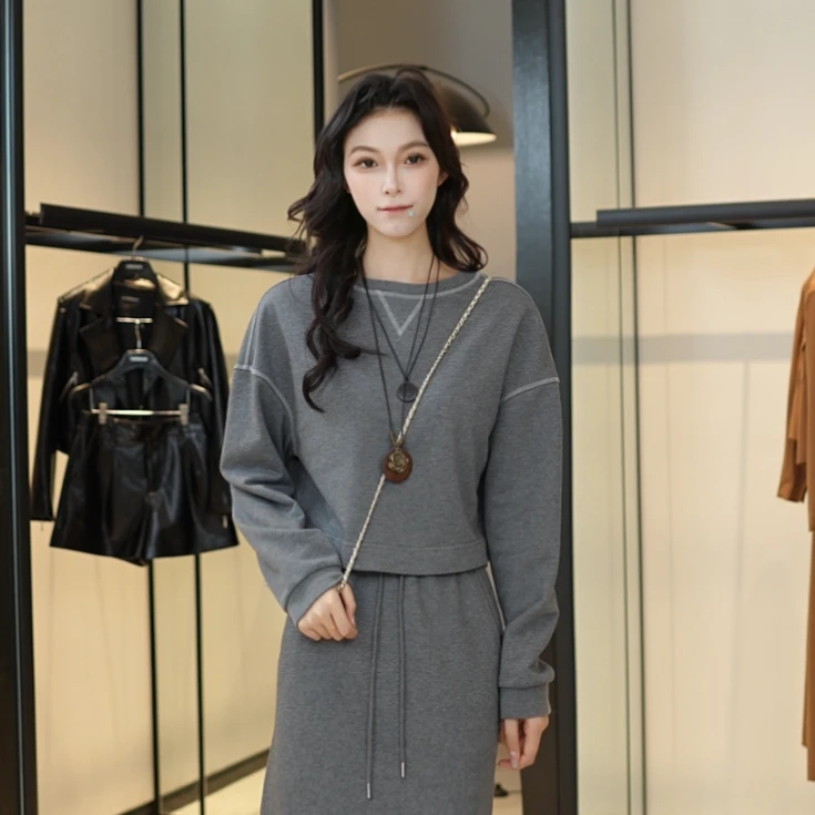 GIRDEAR/哥弟时尚百搭圆领套头长袖上衣130067