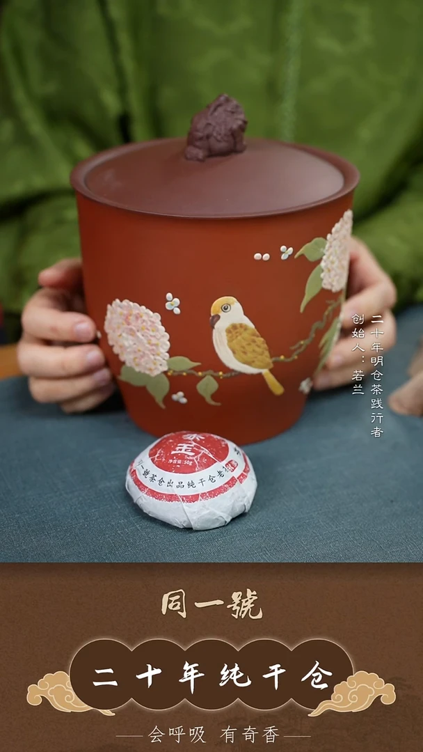 紫砂茶叶罐宜兴原矿紫砂存茶罐+10沱赤玉