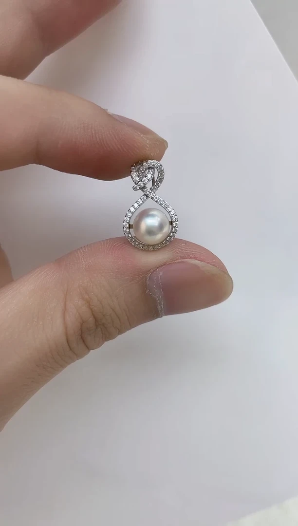 海水珍珠银S925镶嵌颈饰