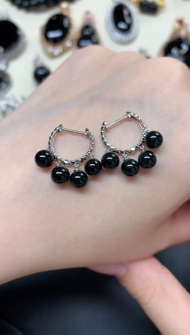 翡翠18K金镶嵌耳饰W407|3800