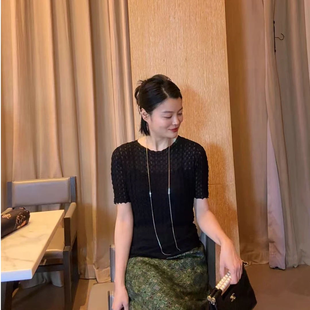 TANTAN  纯棉 气质网格微透时尚T恤2167