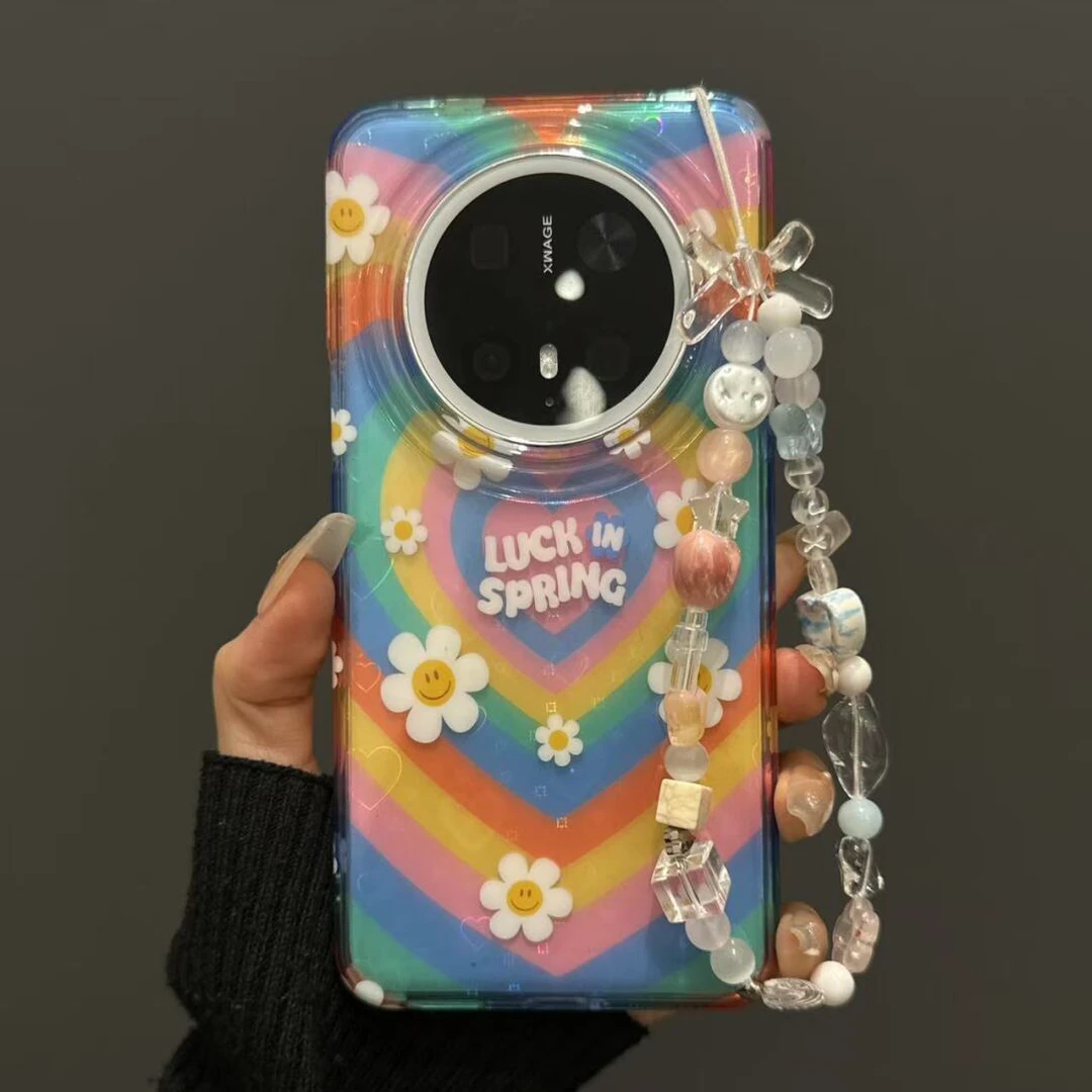 适用华为mate70/60pro+手机壳夏日多巴胺彩色爱心花朵pura70女款