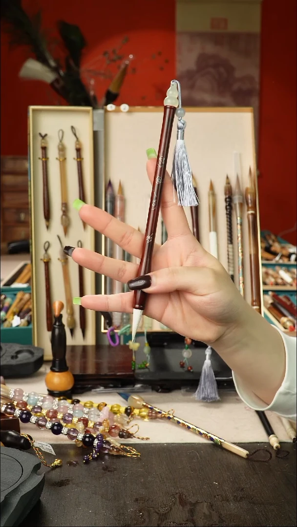 5号孤品高货毛笔链接 清水试笔 蘸墨不退