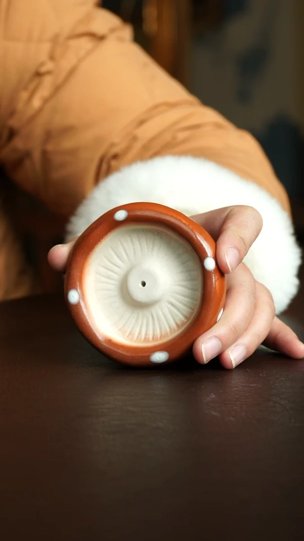 茶杯紫砂2号 蘑菇盖置香插 宜兴紫砂原矿作品