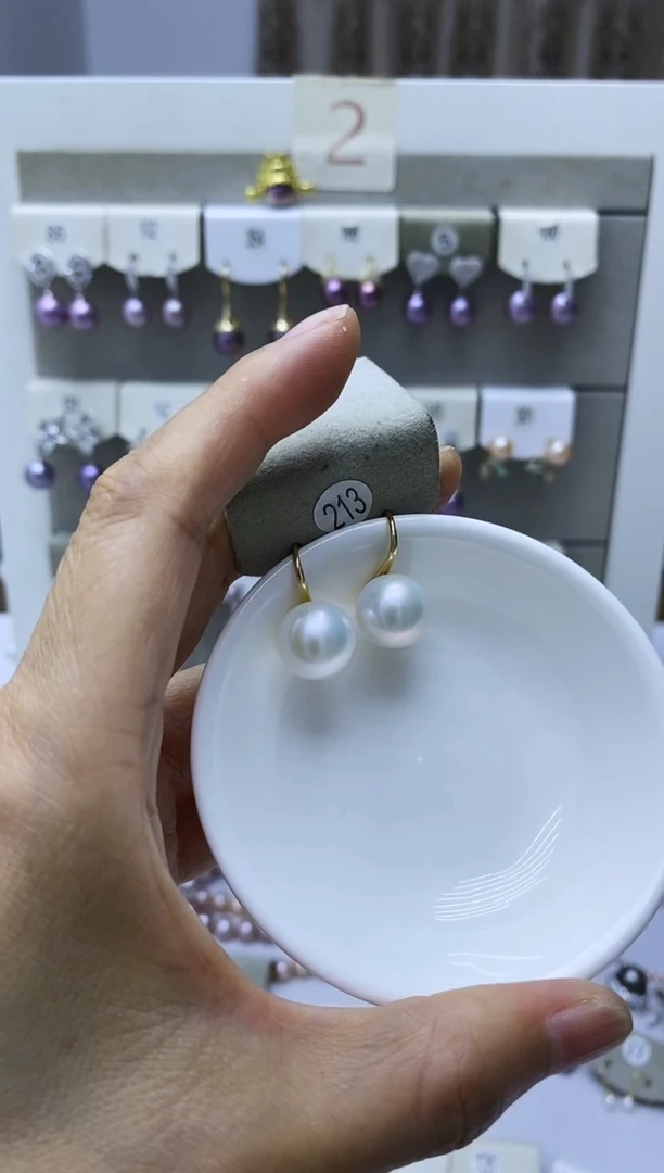 银S925镶嵌淡水珍珠耳饰213