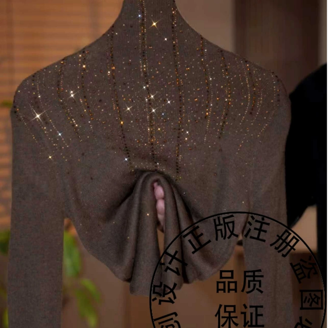 2025新款百搭坠落凡间烫钻重工镶钻气质时尚打底衫GD1054