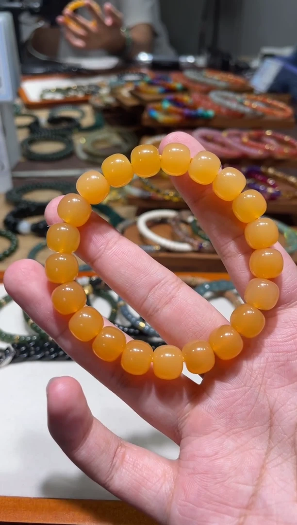 未镶嵌手串石英质玉10mm老型缅黄手串