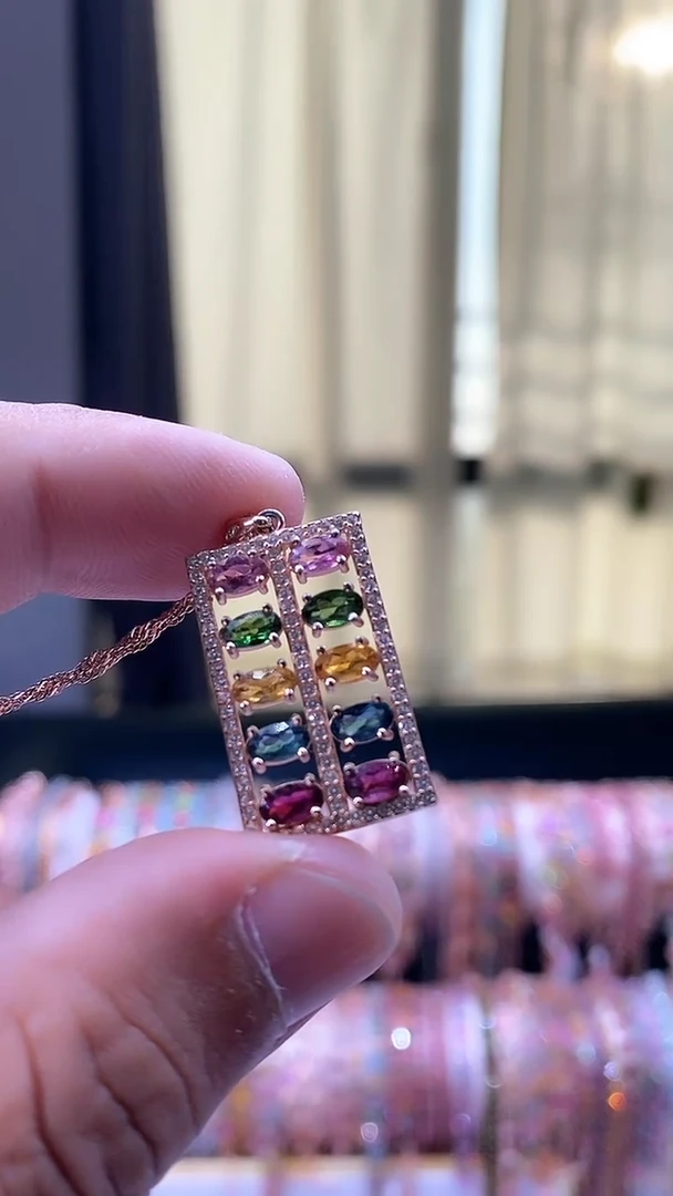 【闪购商品】碧玺吊坠银S925镶嵌35354345345354