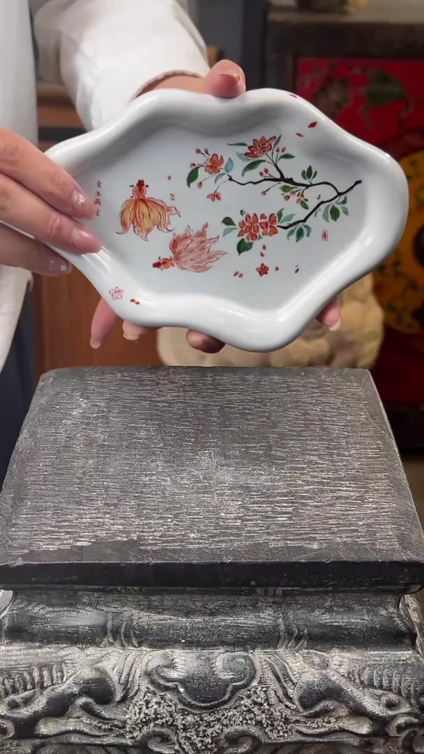 【闪购商品】摆件釉上彩陶瓷茶盘杯托