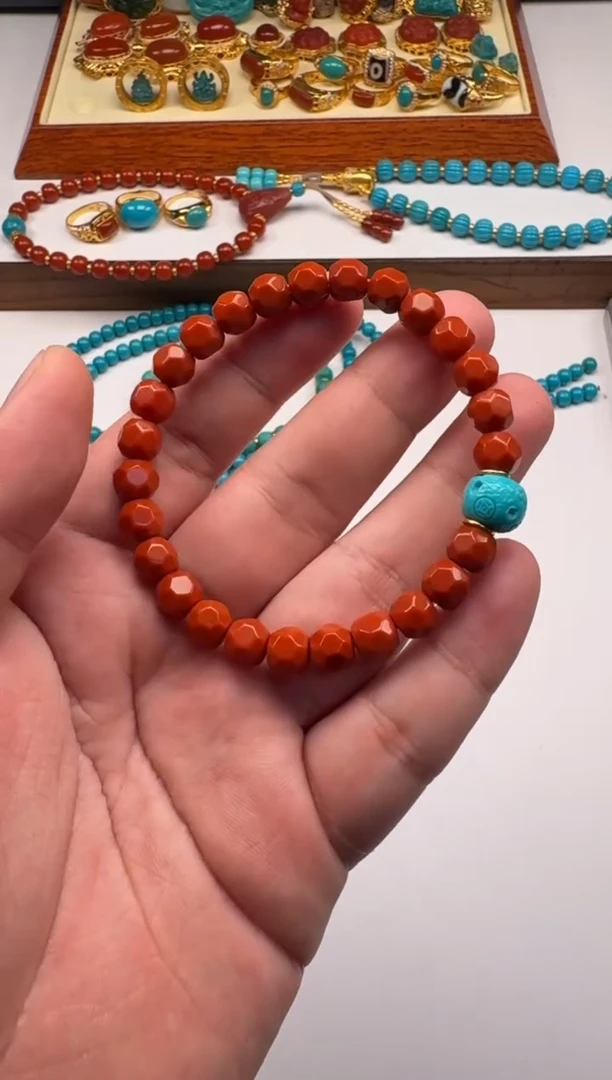 18K金镶嵌南红玛瑙挂件林*～手串手串