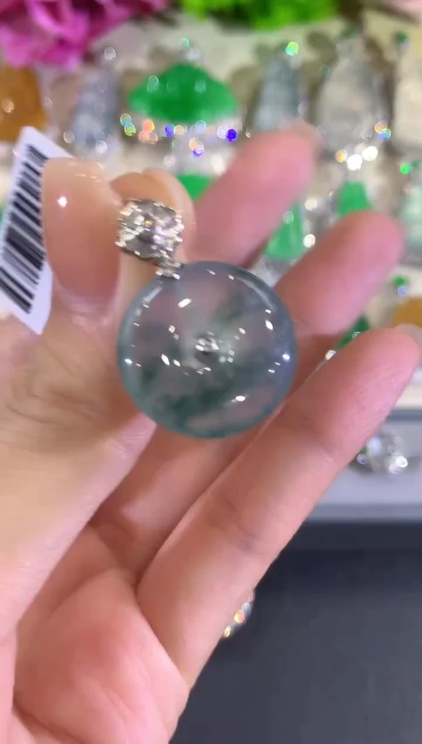 吊坠(不含链)18K金镶嵌翡翠q66