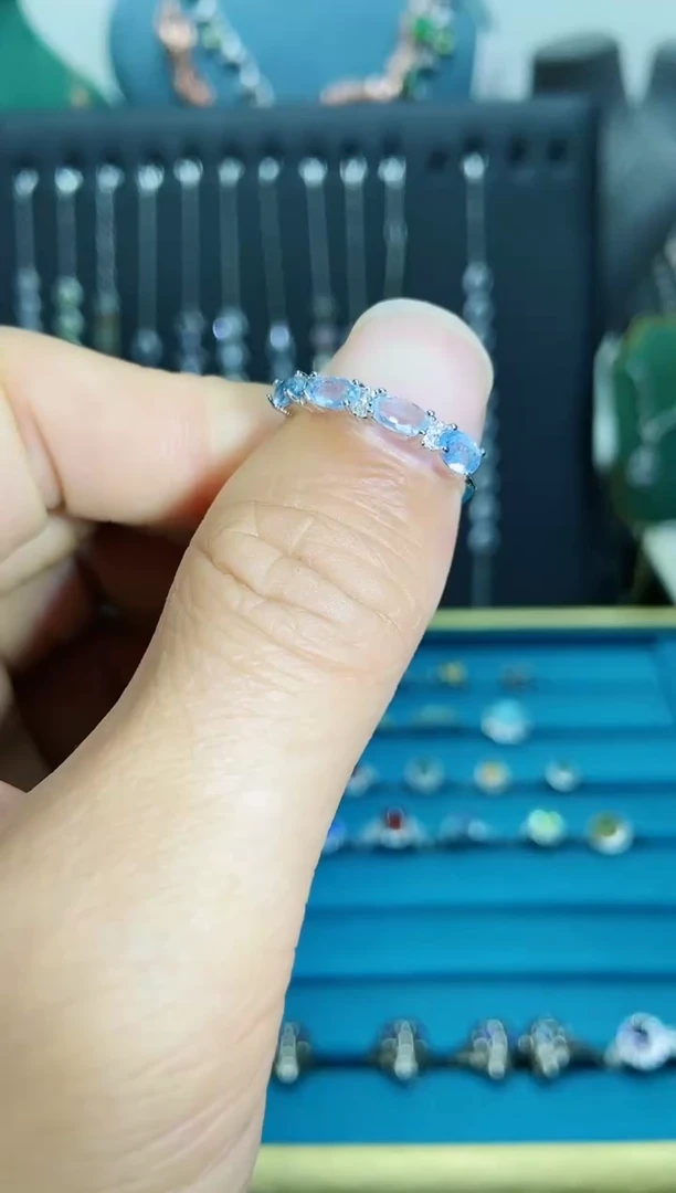 【闪购商品】海蓝宝石戒圈银S925镶嵌121