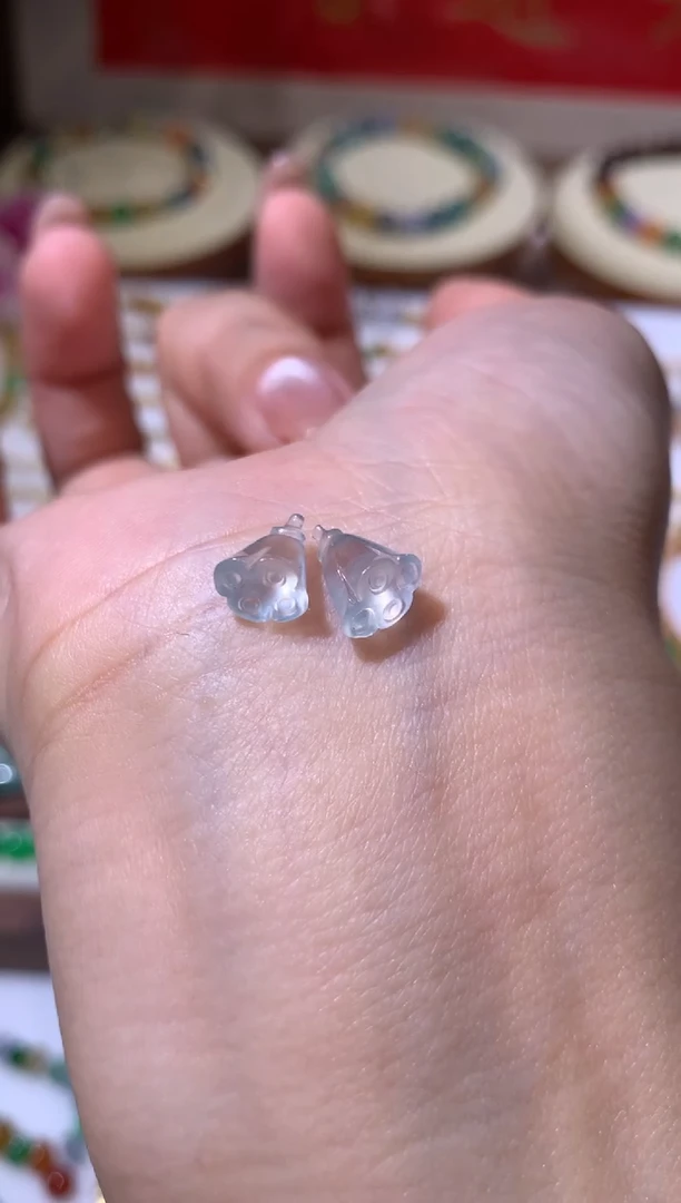 未镶嵌定制翡翠8.9*7.1*5.5卡莲蓬一对