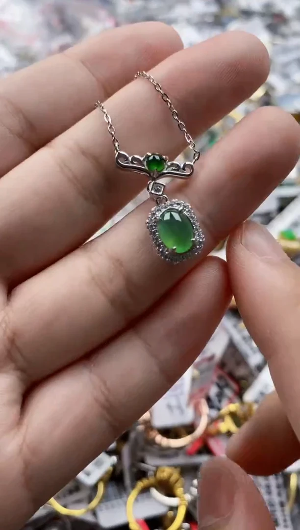 翡翠戒指银S925镶嵌7777   9