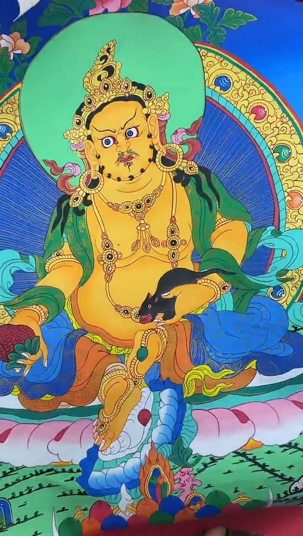 吊坠黄财神挂画-热贡纯手绘唐卡