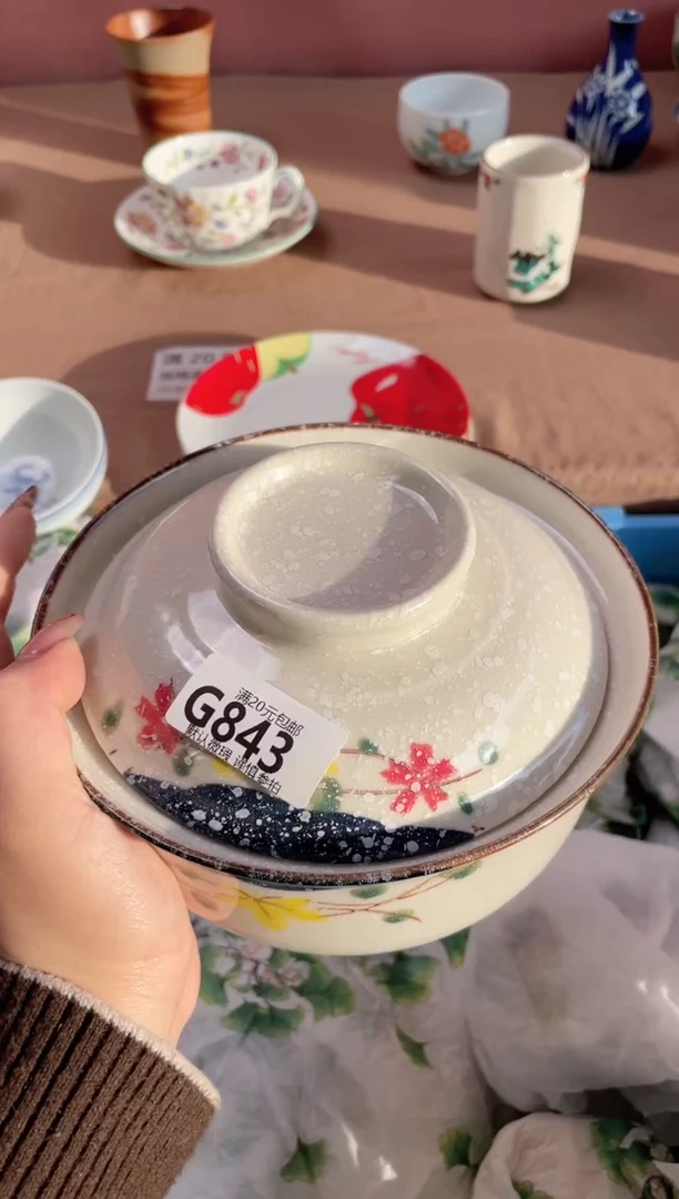 瓷片白色花泡面碗