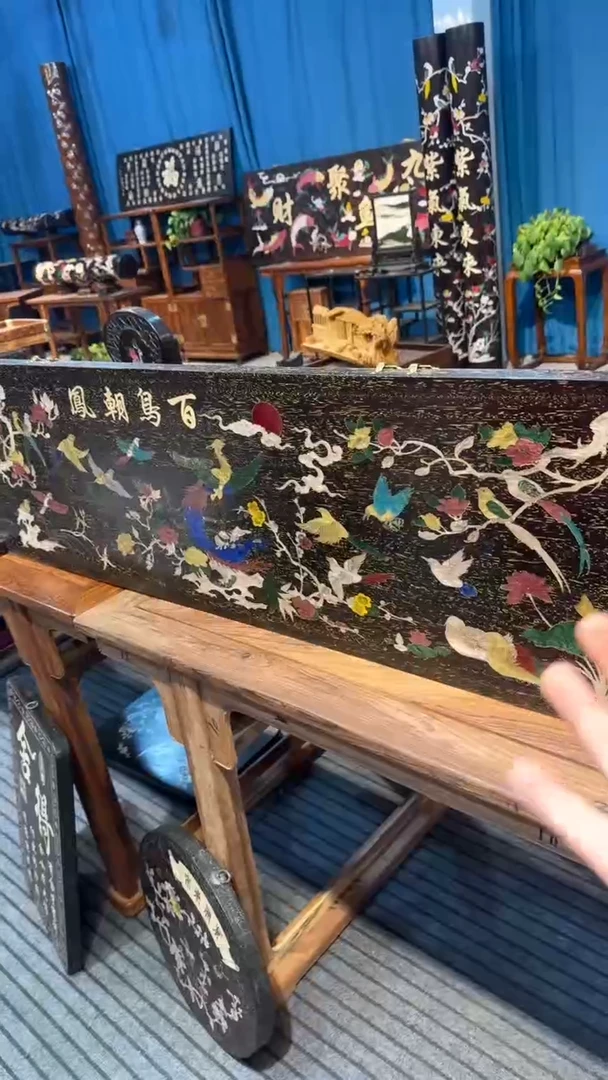 木紫檀螺钿百鸟朝凤牌匾邵氏紫檀木艺