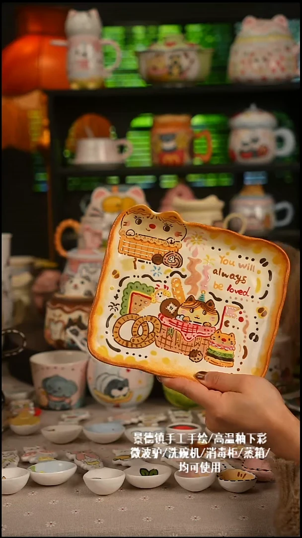 陶瓷无盖款景德镇高温釉下彩纯手绘创意瓷