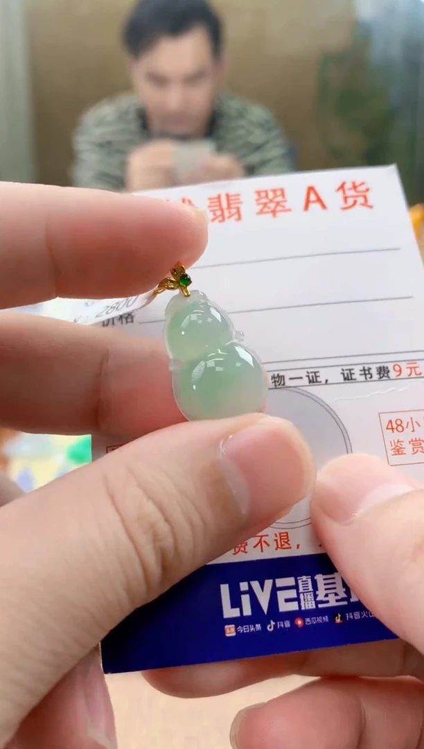 颈饰18K金镶嵌翡翠天然A货翡翠挂件