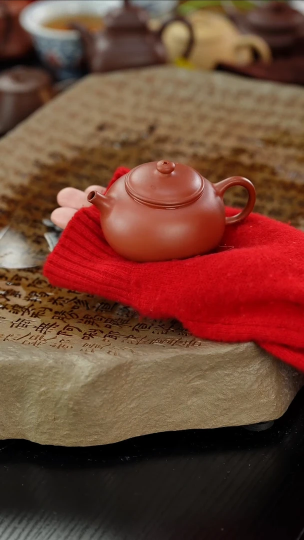 【闪购商品】紫砂茶壶lx朱泥柿圆120cc