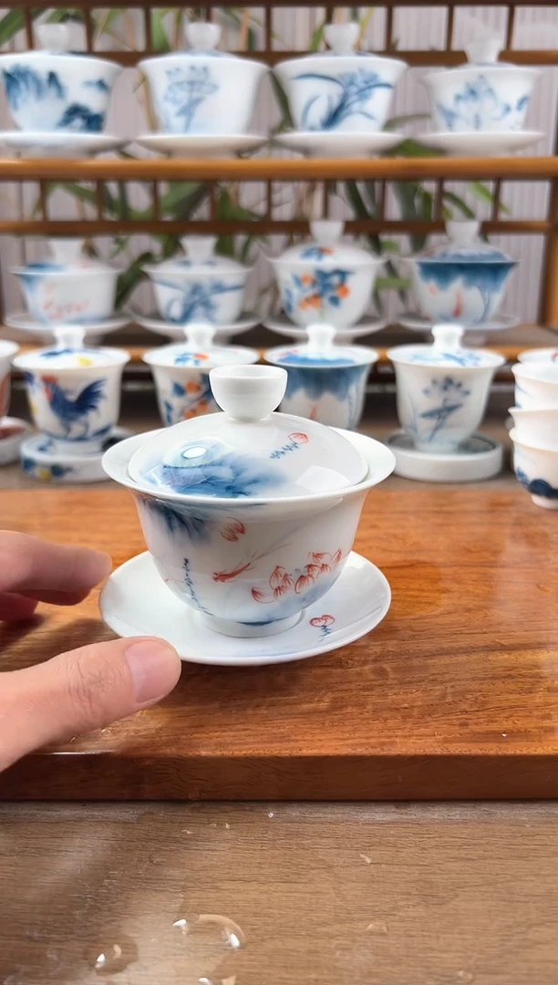 微瑕蓝莲150ml三才盖碗