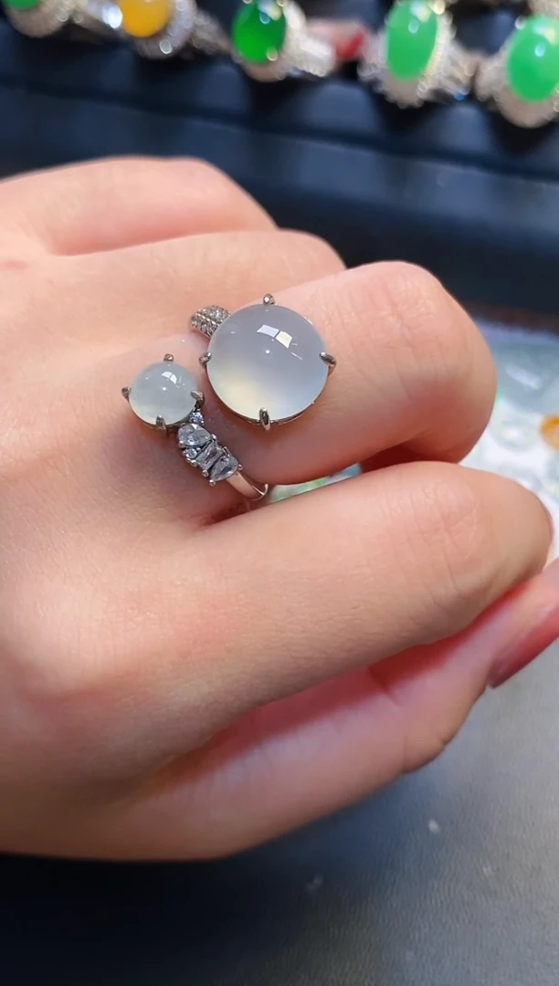 银S925镶嵌翡翠耳饰天然