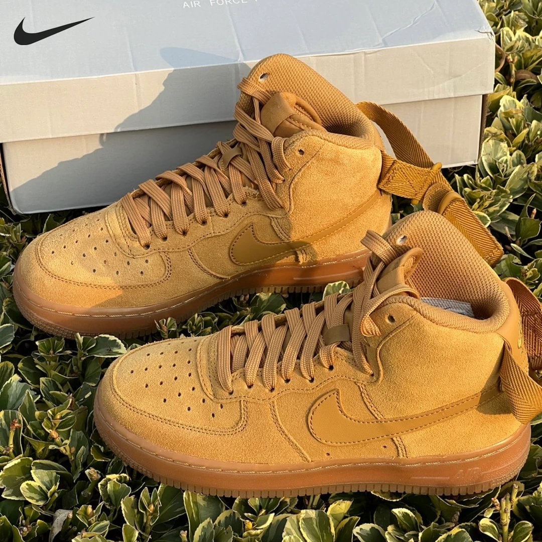 NIKE/耐克air force1 AF1高帮女款小麦空军一号休闲板鞋夏季透气