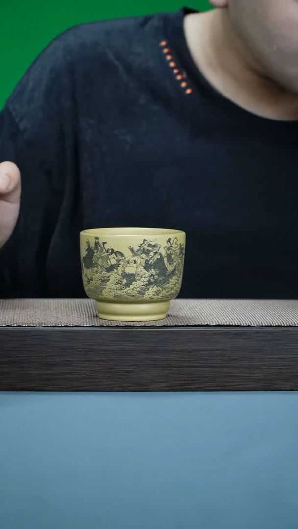 紫砂茶宠蒋*祥矿刻绘八仙过海