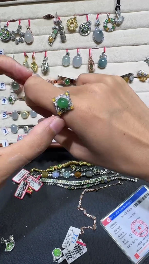 翡翠戒指银S925镶嵌戒指354