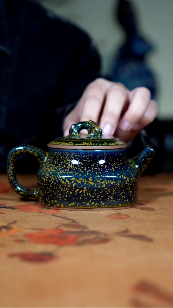 原矿石钧瓷茶器摆件